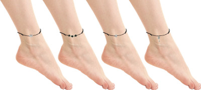 HIGH TRENDZ Premium Combo pack of 4 Single Leg Thread Knot Cotton Dori Anklet(Pack of 4)