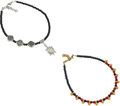 HIGH TRENDZ Combo pack of 2 Single Leg Beads Alloy Anklet(Pack of 2)