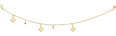 HIGH TRENDZ Premium Trendy Light Weight Silver Plated Anklet With Beautiful Hanging Flower Alloy Anklet