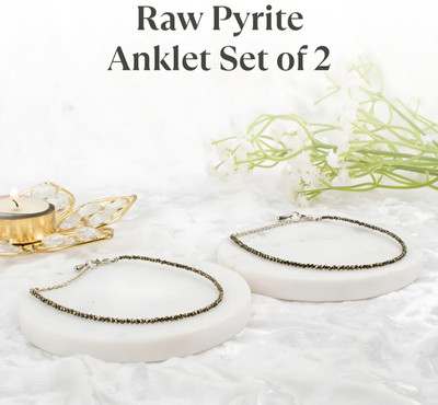 Anant Infinity Raw Pyrite Anklet for Wealth, Prosperity & Confidence Stone Anklet(Pack of 2)