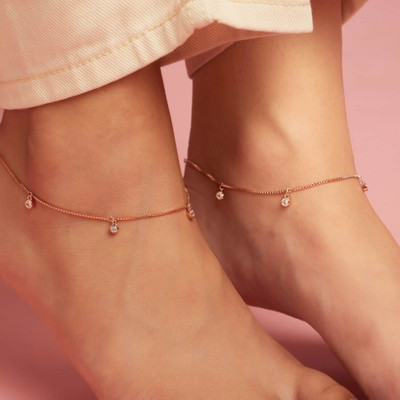 ZAVYA Zavya 925 Sterling Silver Anklet | With Certificate of Authenticity Sterling Silver Anklet(Pack of 2)