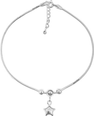 Parnika Movable Star Charm Silver Balls Threaded anklet Sterling Silver Anklet