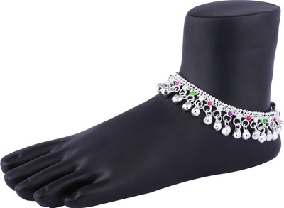 SRRE 10.5.inch Hi Super Sound, Bead Anklets Silver Anklet(Pack of 2)