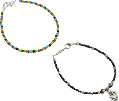 HIGH TRENDZ Combo pack of 2 Single Leg Crystal Alloy Anklet(Pack of 2)