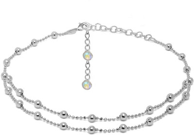 Bawree Elegant Silver Plated Adjustable Dual Layer Ball Bead Anklet Toe Foot Chain Metal Toe Anklet