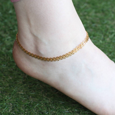 SaveriGroup Daily Wear Gold Plated Anklets 11 Inches For Women and Girls Brass Anklet(Pack of 2)