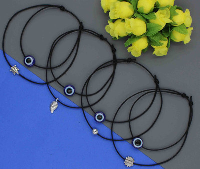 Gurjari Jewellers Two layer Thread with Evil Eye Cotton Dori Anklet(Pack of 4)