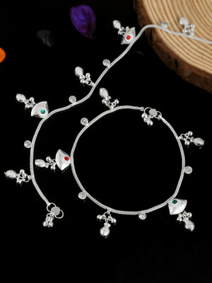 Silvermerc Designs Silver Plated Ankle Chain Payal for Women. Brass Anklet