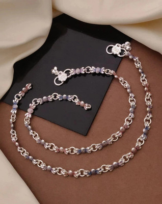 KanGen Villa Creation Silver Plated Multicolor Enamel Designer Anklet/Payal Pair for Women & Girls Alloy Anklet(Pack of 2)