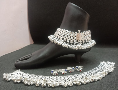 SONU SELECT Heavy Gota Chandi Whit Metail Bridal Payal Pajeb Alloy Toe Anklet(Pack of 2)