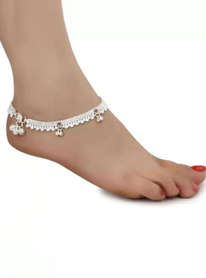 BhoriwalAndSons silver plated beautiful anklets for women/girls Silver Anklet(Pack of 2)