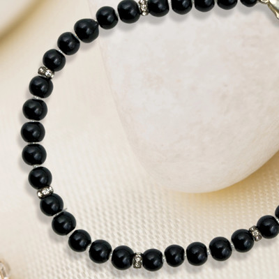 sparkle dreams Traditional Black Beads Gold Fish Anklet Pair Bone Anklet