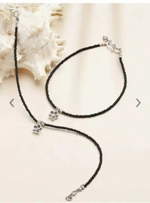 HIGH TRENDZ Pair of 2 Crystal Anklets With 1 Flower Crystal Anklet(Pack of 2)