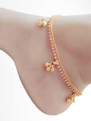 GLOSSARY COLLECTIONS anklet for girls stylish latest design Gold Alloy Anklet(Pack of 2)