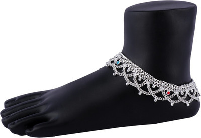 SRRE Super Trending 10.5.inch Metal Anklets Silver Anklet(Pack of 2)