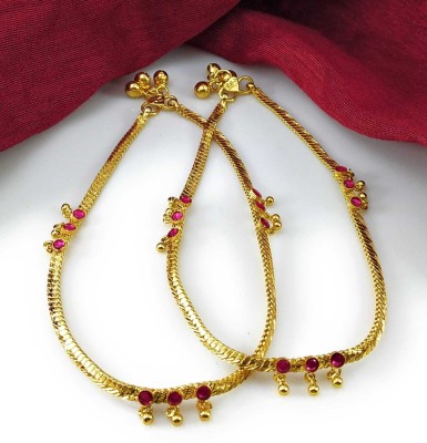 CM FASHIONS ONE GRAM GOLD PLATED TRADITIONAL TRENDY STYLISH ANKLETS,KOLUSU,.SIZE 10.5'' Alloy Anklet(Pack of 2)