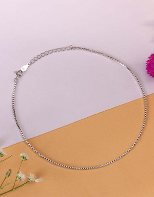 House of Diana Sleek Sterling Silver box chain Anklet Silver Anklet