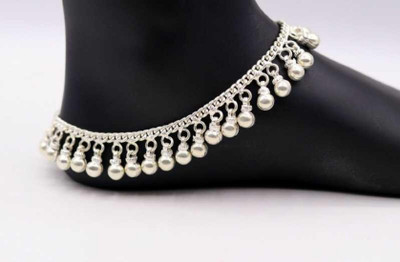 RivuTrendz RivuTrendz Indian Traditional Ethnic Fancy Foot Jewelry Silver Plated White Metal Alloy Ghungru Paijan Payals Pajeb Leg Chains Designs Artificial Anklet Pairs for Woman and Girl Copper Anklet Copper, Brass Anklet Alloy Anklet