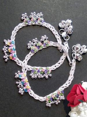LAKSHYA COLLECTIONS Beautiful silver plated choti design anklets for women and girls Alloy Anklet