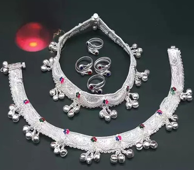 SONU SELECT Women Anklets & Toe Rings Silver Payal Alloy Toe Anklet(Pack of 2)