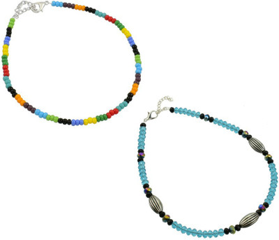 HIGH TRENDZ Combo pack of 2 Single Leg Beads Alloy Anklet(Pack of 2)