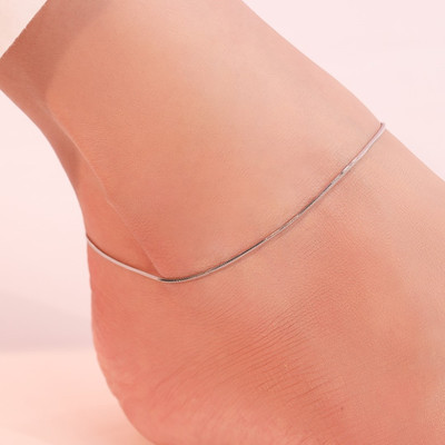 ZAVYA Minimal Snake Chain 925 Silver Anklet PAIR | With Certificate of Authenticity Sterling Silver Anklet