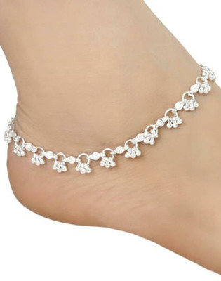 Qrown Premium Silver Finish Anklet for Women – Wedding & Gifting Silver Anklet(Pack of 2)