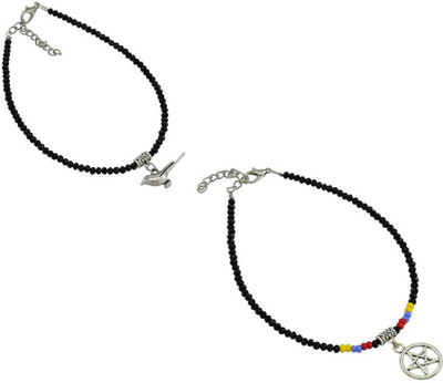 HIGH TRENDZ Combo pack of 2 Single Leg Beads Alloy Anklet(Pack of 2)