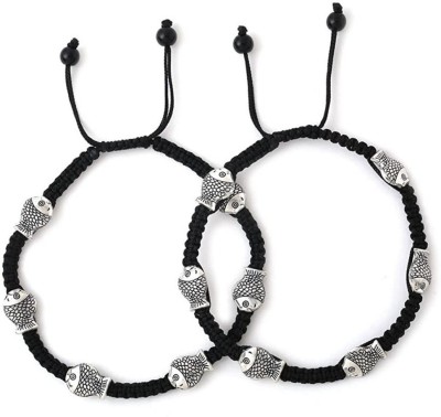 Shukrana New black thread silver shaded anklet for girls pack of 2 Cotton Dori Anklet(Pack of 2)