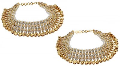 URBANELA Latest Indian Anklets Heavy Look Ghungroo Fancy Bridal Payal : ANK-36 WHITE_A Brass Anklet(Pack of 2)