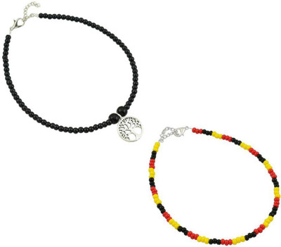 18 Fashion Street Combo pack of 2 Single Leg Beads Alloy Anklet(Pack of 2)