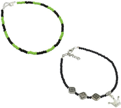 HIGH TRENDZ Combo pack of 2 Single Leg Beads Alloy Anklet(Pack of 2)