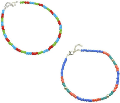HIGH TRENDZ Combo pack of 2 Single Leg Beads Alloy Anklet(Pack of 2)