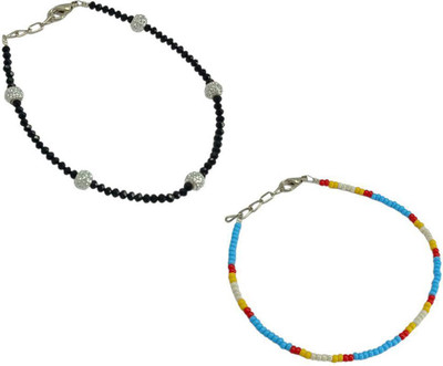 HIGH TRENDZ Combo pack of 2 Single Leg Beads Alloy Anklet(Pack of 2)