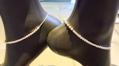 All of all enterprises MFT -036 ARTIFICAL SILVER ANKLET (9717098338) Brass Anklet