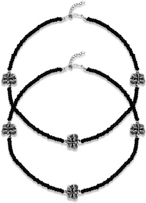 Adhvik (1 Pair) Adjustable Moti Butterfly Nazariya Foot/Leg Payal/Pajeb Chain Anklets Stone Anklet(Pack of 2)