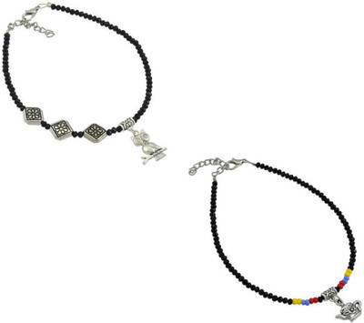 HIGH TRENDZ Combo pack of 2 Single Leg Beads Alloy Anklet(Pack of 2)