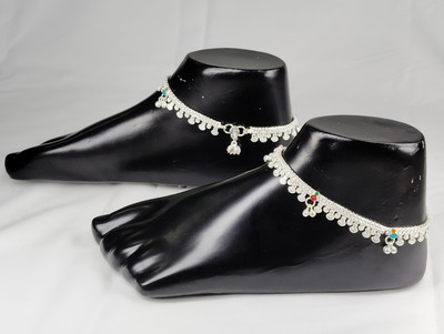 BHAWANA COLLECTION Beautiful Silver Plated Bridal Payal For Women One Pair Alloy Anklet Alloy Anklet(Pack of 2)