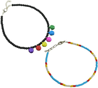 18 Fashion Street Combo pack of 2 Single Leg Crystal Alloy Anklet(Pack of 2)