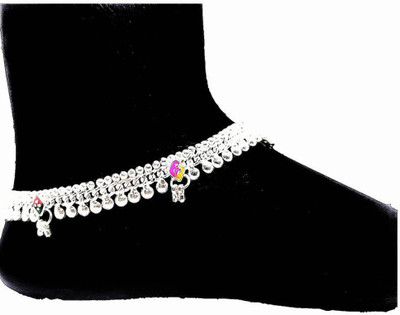Qrown Indian Traditional Ethnic Fancy Fashion Jewellery Painjan Payal Alloy Anklet(Pack of 2)