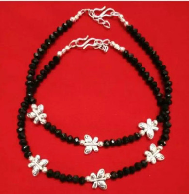 HIGH TRENDZ Beautiful Butterfly With Black Crystal Anklet and Payal Crystal Anklet(Pack of 2)