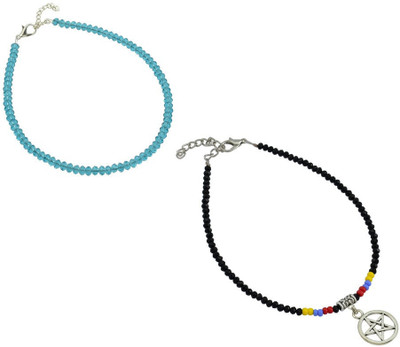 HIGH TRENDZ Combo pack of 2 Single Leg Beads Alloy Anklet(Pack of 2)