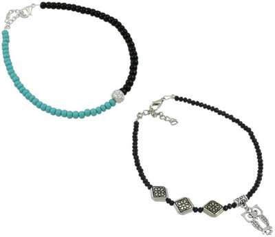 HIGH TRENDZ Combo pack of 2 Single Leg Beads Alloy Anklet(Pack of 2)