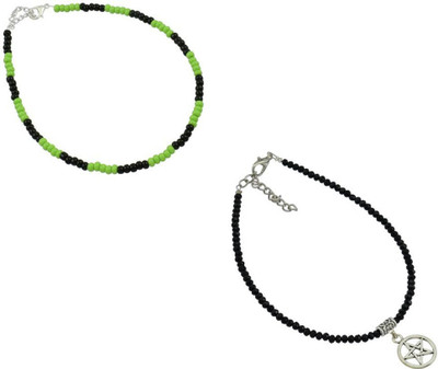 HIGH TRENDZ Combo pack of 2 Single Leg Beads Alloy Anklet(Pack of 2)