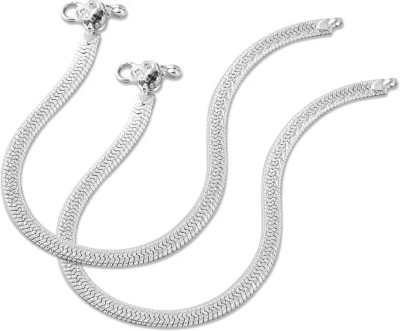 Payal Jewels white plated stylish anklets or payal for women and girls Silver Anklet(Pack of 2)