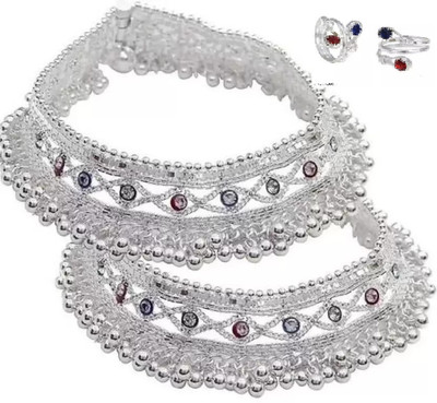 BHAWANA COLLECTION Heavy Traditional Alloy Anklet (Pack of 2) Alloy Toe Anklet(Pack of 2)