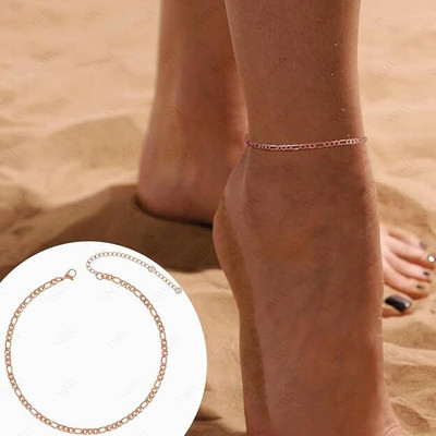 Bawree Adjustable Rosegold Anklet Leg Chain Toes Foot Payal Ankle Bracelets Anklets Metal Anklet