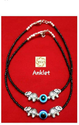 KINZA Pair of 2 Evil Eye and Elephant Anklets and Payal Alloy Anklet(Pack of 2)