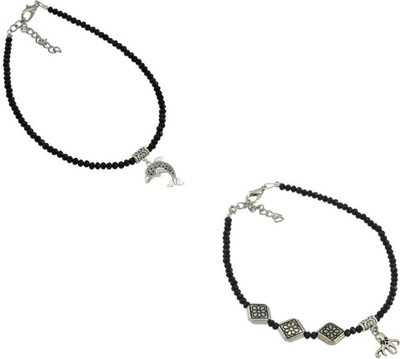 HIGH TRENDZ Stylish & Trendy pack of 2 Single Leg Beads Alloy Anklet(Pack of 2)