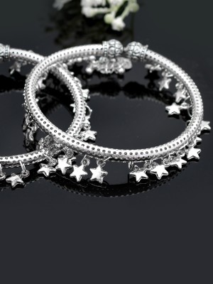 Silvermerc Designs Star charm Silver plated kada anklet Brass Anklet